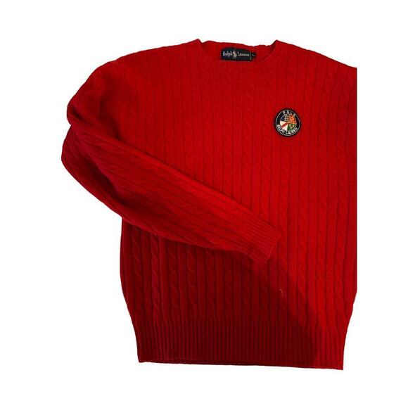 Vintage Ralph Lauren Women's Red Long Sleeve Lambs wool Pullover Sweater Size L - Picture 4 of 6